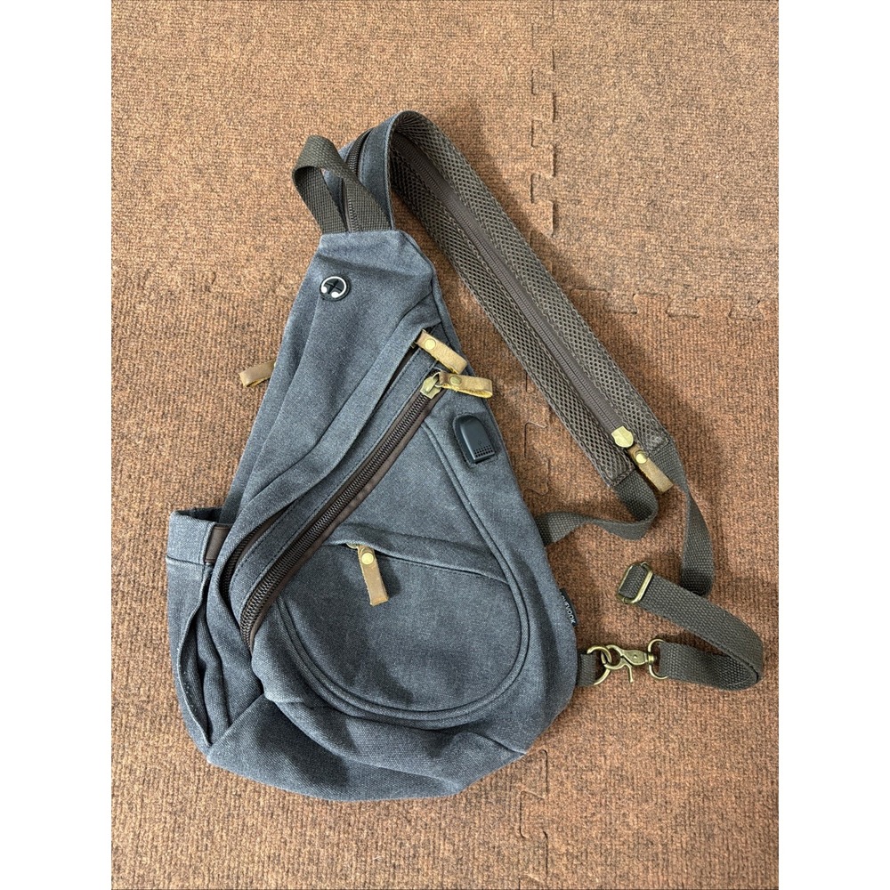 Pickleball carry Canvas Sling Bag Backpack Crossbody Shoulder Bag "Denim Grey"